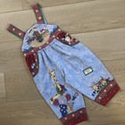 Rare Vtg Daisy Kingdom Noah   s Ark Christmas Overalls Jumper Around 2t 3t Euvc