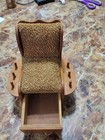 Vintage Wooden Rocking Chair Pin Cushion Thread Holder Sewing Caddy Notions