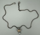 Oxidized Silver-tone Woven Chain Necklace With Heart Extender Detail
