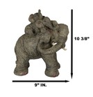 Ebros Wildlife Elephant Father And 2 Calves On Piggyback Playing Statue 10 5 h