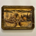 Vintage Set Of 2 German Black Forest Wooden Hand Carved Picture Wall Hanging Art