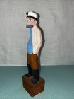 Vtg Hand Carved Wooden Sea Captain Sailor Fisherman Nautical Folk Art 10 25   