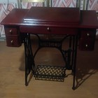 Singer Vintage Original Treadle Sewing Machine Cabinet Table Cast Iron Brown
