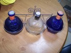 Rare 3  Glass Fire Extinguisher S   Rack Harden Flat Star  Cobalt Blue