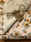 Baby Blanket Chick Pea Reversible Pink Gold Flowers White Lining Plush Warm 