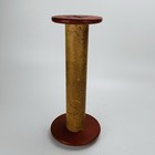 Vintage Industrial Wooden Textile Thread Spool Bobbin Red Ends 11 5  Tall