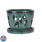 Wandw Orchid Pot With Holes And Saucer For Repotting  5 Inches  Green