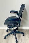 Herman Miller Aeron Fully Adjustable Carbon Tuxedo Pellicle Mesh With Posturefit
