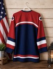 Nike Team Usa  Size L Hockey Jersey Blue Red White Colorblock Design
