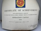 Operation Castle Certificate 1954 Atomic Weapons Test Cold War Era Military