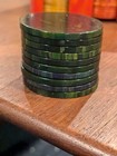 Vintage Lot Of 10 Art Deco Catalin Bakelite Dark Green Swirl Poker Chips 1935