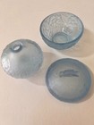 Vintage Art Deco Blue Glass Vanity Set Powder Trinket Cologne Perfume Bottle