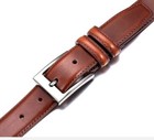 Mio Marino Leather Dress Belt Single Prong Buckle Burnt Umber Brown Size 42