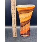 Vtg Hand Blown Swirl Art Glass Vase Orange Brown Amber Decorative Accent 8 5 