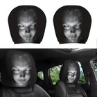 2pcs Halloween Car Headrest Covers Horror Face Print Universal Seat Headrest