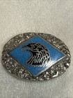 Belt Buckle Eagle In Turquoise In Silver Inlay S s i  Vintage