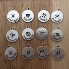 12 Pack Silver Zodiac Horoscope Charms For Making Jewelry Bracelets   Necklaces