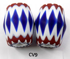 Xl Matched Pair Of Antique Venetian Chevron Trade Beads African Cv9 Bg 84
