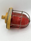 Vintage Industrial Or Nautical Cage Light Red Pyrex Glass Globe Decorative