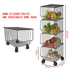 4tier Metal Wire Kitchen Organizer Storage Trolley Cart Rack Shelf Holder Basket