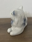 Vintage Blue And White Ceramic Kitty Cat Figurine 