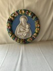 Italian Majolica Plaque Of The Madonna And Child  Religious  Della Robbia Style