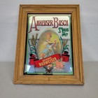 Vintage Budweiser Mirror Sign Beer Advertising Anheuser Busch Collectible Bar