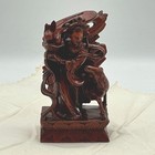 Vintage Chinese Boxwood Carving Magu Goddess Of Longevity Deer   Peaches 4 25   