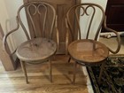 Set Of 6 Thonet Style Bentwood Wicker Seat Cafe Chairs 2 With Arms
