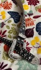 Genuine Leather Women   s Black Western Belt Silver Buckle Rhinestone Studs Size L