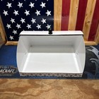 Enamelware Enamel White   Black Bread Box Breadbox Farmhouse