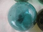 4 Glass Floats Japanese  Korean With Sequential Hash Marks   Alaska Beach Combed