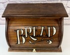 Vintage Mcm Wooden Roll Top Bread Box Bread Lettering Primitive Farmhouse