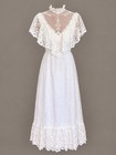 Vintage 70s Alfred Angelo Prairie Wedding Dress Edwardian Illusion Lace Ruffle