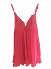 Vintage Victoria   s Secret Sheer Tule Chemise Slip Dress L Pink