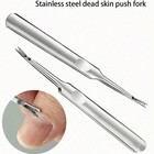 Stainless Steel Cuticle Pusher Fork Dead Skin Remover Nail Manicure Tool 1pc