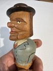 Vintage Hand Carved Wooden Wine Stopper Mechanical Man Moving Jaw