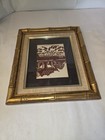 Vintage Asian Hand Cut Paper Silhouette Wall Art Gold Bamboo Frame 12  X 14 