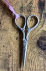 Vintage Silver Tone Sewing Scissors Small Etched Collector Seamstress Gift Works