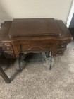 Antique 1920 White Rodery Sewing Machinre In Wooden  Cabinet 