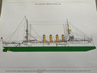 Large Vintage 1970s Colour Print Of Hms Carnarvon Armoured Cruiser 1904