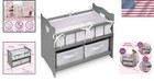 Gray Wooden Doll Crib Set - Pretend Play Nursery Bed  