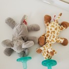 Wubbanub Baby Pacifier Plush Soother Elephant Giraffe Cribmate Elephant Lot Of 3