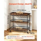 3 Tier Rolling Bar Cart Rustic Brown Industrial Utility Station