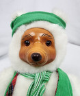 Vintage Raikes Santa s Elf  green Christmas Bear Wooden Face