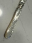 Sterling Silver Cheese Knife 1896 Carved Mother Of Pearl Handle England 7  Long