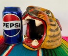 Mexican Folk Art Carved Wood Jaguar Leopard Cat Head Lion Face Mask Guerrero 6 