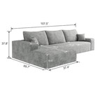 107  Grey Plush L Shaped Sectional Couch Corduroy Boneless Sofa With Left Chaise