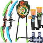 Exciting Led Light-up Kids Archery Set - 2 Bows  24 Suction Cup Arrows   Targets