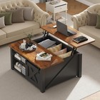 Wooden Lift Top Coffee Table Livingroom Farmhouse Center Table W  Hidden Storage